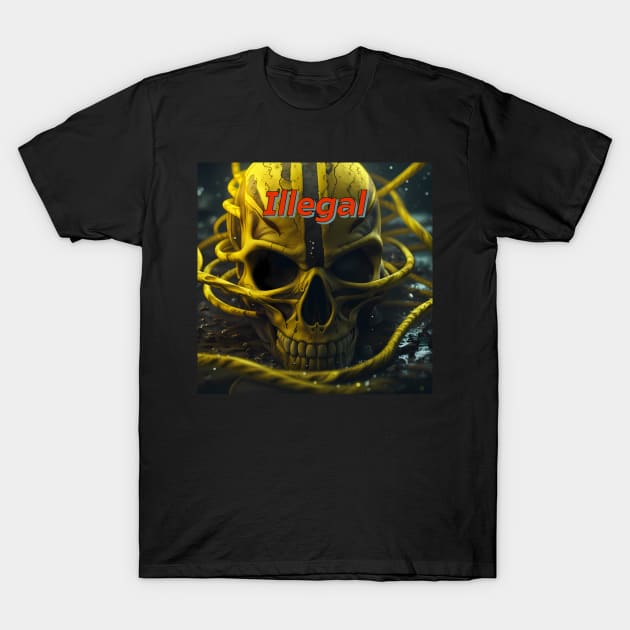 alien skull - illegal T-Shirt by Yellow Cottage Merch